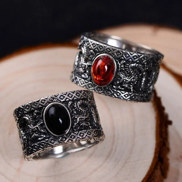 BAGUE COEUR DU DRAGON (ARGENT) - Viking Héritage
