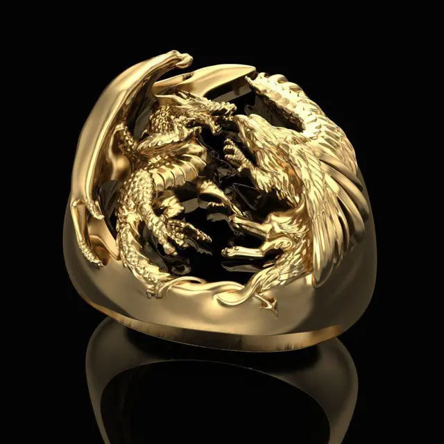 BAGUE DRAGON AFFRONTEMENT FINAL (ACIER) - Viking Héritage