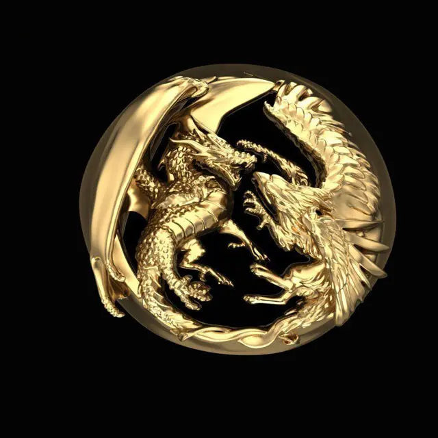 BAGUE DRAGON AFFRONTEMENT FINAL (ACIER) - Viking Héritage