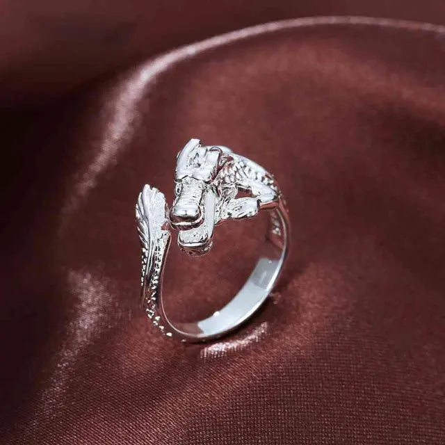 BAGUE DRAGON ÉTINCELANT (ARGENT) - Viking Héritage