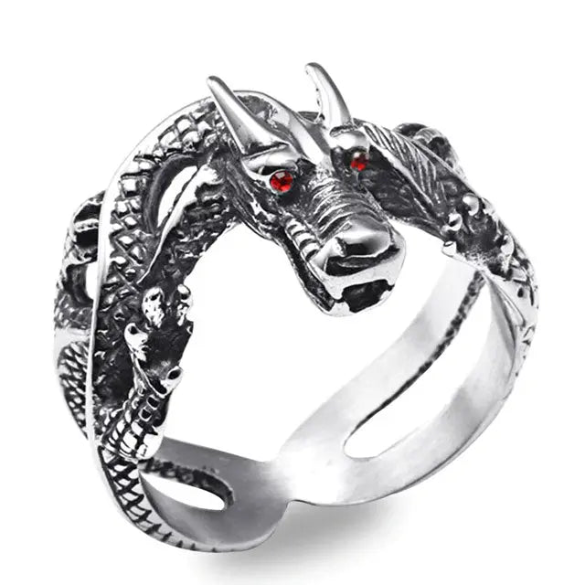 BAGUE DRAGON MYSTÉRIEUX (ACIER) - Viking Héritage