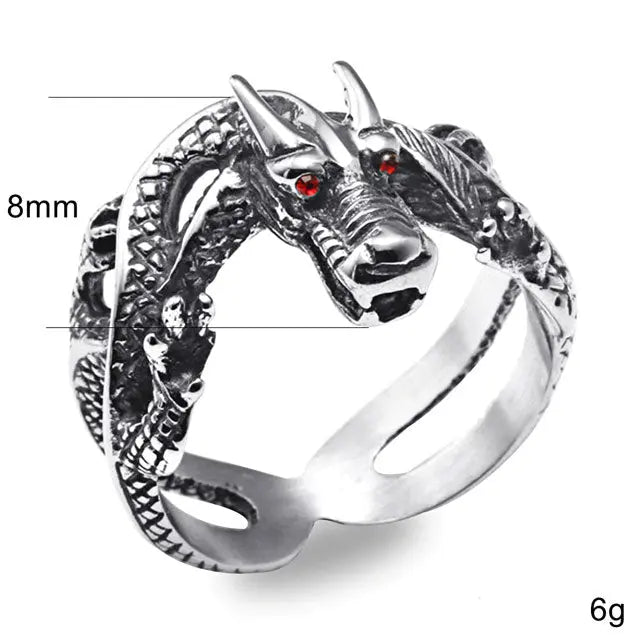 BAGUE DRAGON MYSTÉRIEUX (ACIER) - Viking Héritage