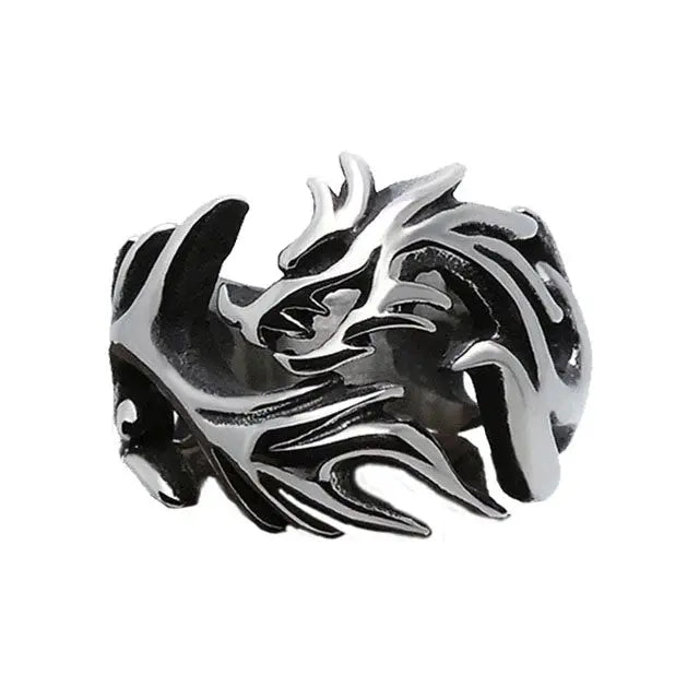 BAGUE DRAGON NIDHOGG (ACIER) - Viking Héritage