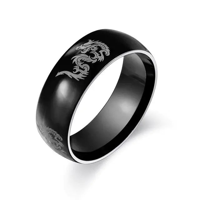 BAGUE DRAGON NOIR (ACIER) - Viking Héritage