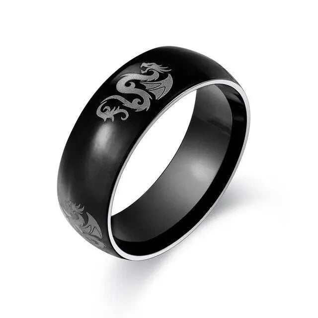 BAGUE DRAGON NOIR (ACIER) - Viking Héritage