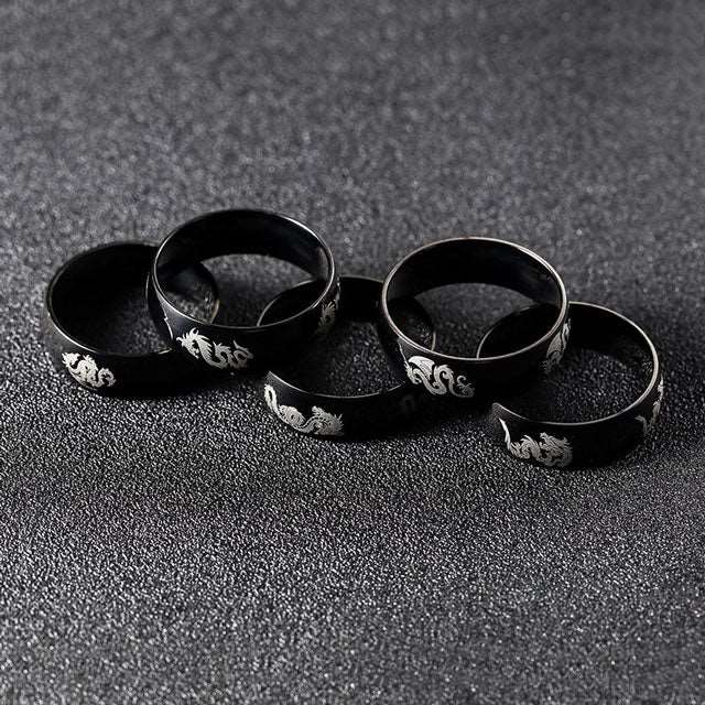 BAGUE DRAGON NOIR (ACIER) - Viking Héritage
