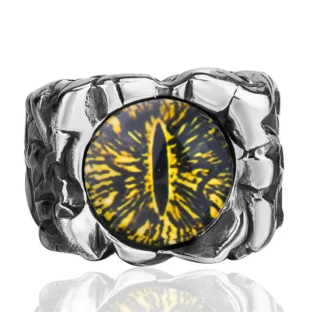 BAGUE DRAGON OEIL DE JǪRMUNGANDR (ACIER) - Viking Héritage