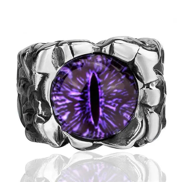 BAGUE DRAGON OEIL DE JǪRMUNGANDR (ACIER) - Viking Héritage