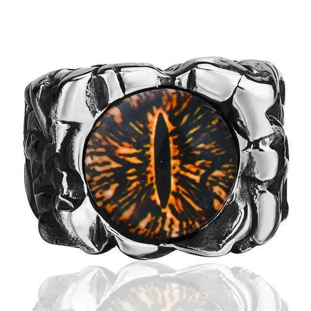 BAGUE DRAGON OEIL DE JǪRMUNGANDR (ACIER) - Viking Héritage