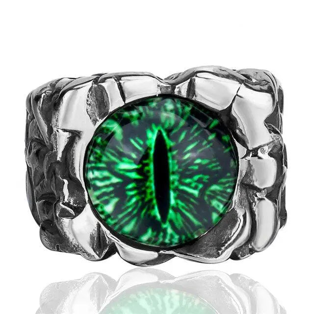 BAGUE DRAGON OEIL DE JǪRMUNGANDR (ACIER) - Viking Héritage