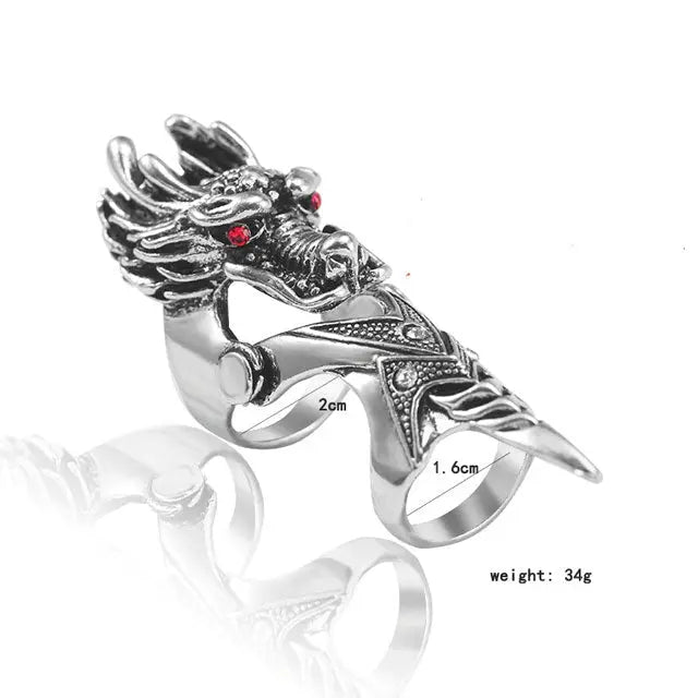 BAGUE DRAGON VIKING DOIGT ENTIER (ACIER) - Viking Héritage