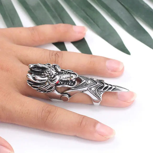 BAGUE DRAGON VIKING DOIGT ENTIER (ACIER) - Viking Héritage