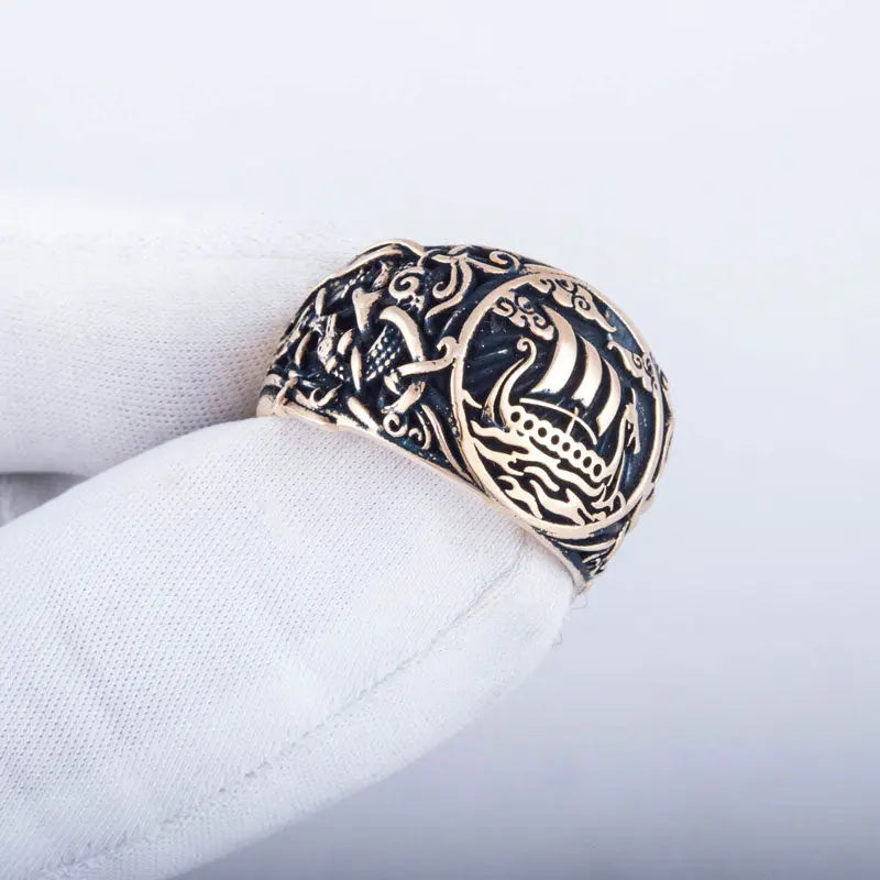 BAGUE DRAKKAR (BRONZE MASSIF) - Viking Héritage