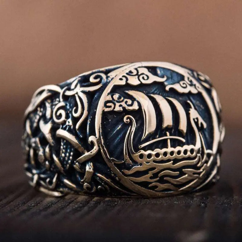 BAGUE DRAKKAR (BRONZE MASSIF) - Viking Héritage