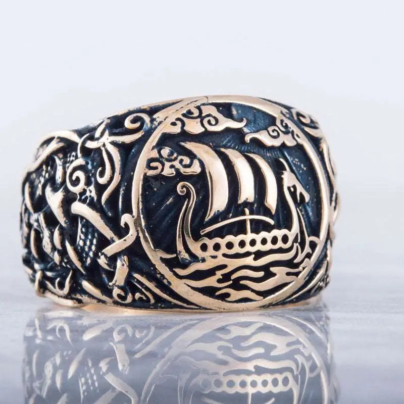 BAGUE DRAKKAR (BRONZE MASSIF) - Viking Héritage
