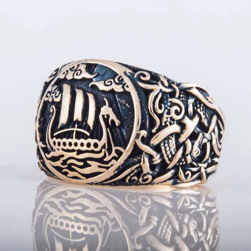 BAGUE DRAKKAR (BRONZE MASSIF) - Viking Héritage