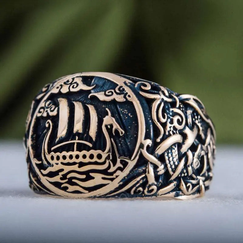 BAGUE DRAKKAR (BRONZE MASSIF) - Viking Héritage