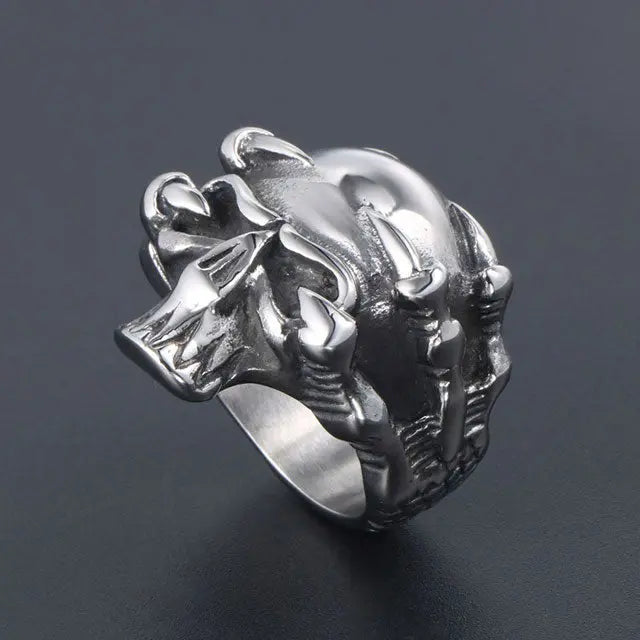 BAGUE EMPRISE DU DRAGON FAFNIR (ACIER) - Viking Héritage