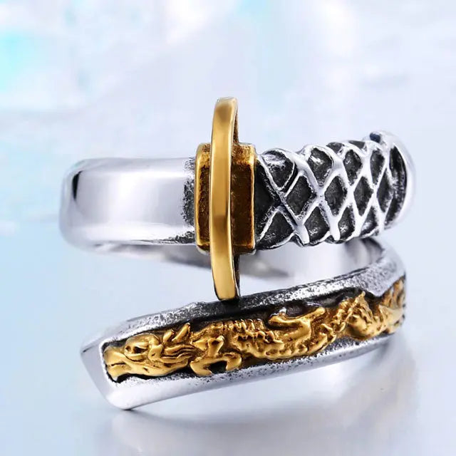 BAGUE ÉPÉE DU DRAGON (ACIER) - Viking Héritage