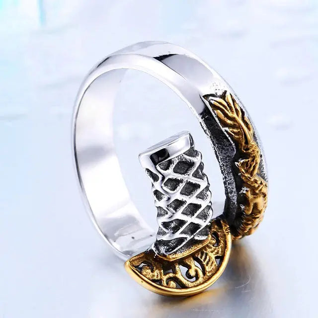 BAGUE ÉPÉE DU DRAGON (ACIER) - Viking Héritage