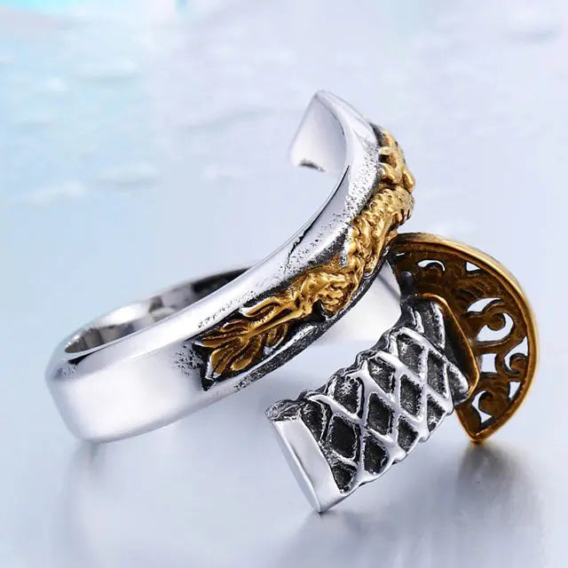 BAGUE ÉPÉE DU DRAGON (ACIER) - Viking Héritage