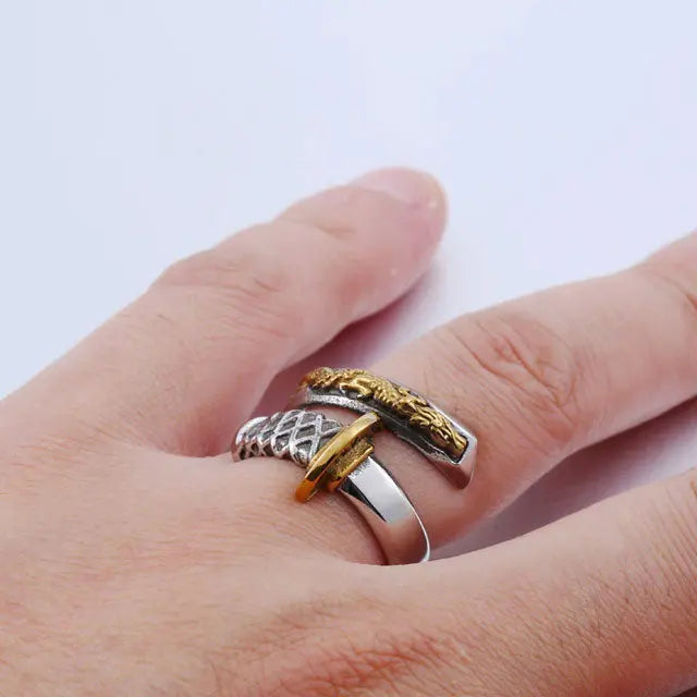 BAGUE ÉPÉE DU DRAGON (ACIER) - Viking Héritage