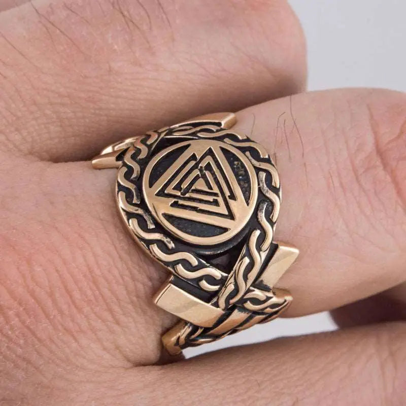 BAGUE FORCE DU VALKNUT (BRONZE MASSIF) - Viking Héritage