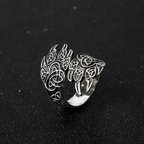 BAGUE GRIFFE DE FENRIR ARGENT STERLING .925 - Viking Héritage