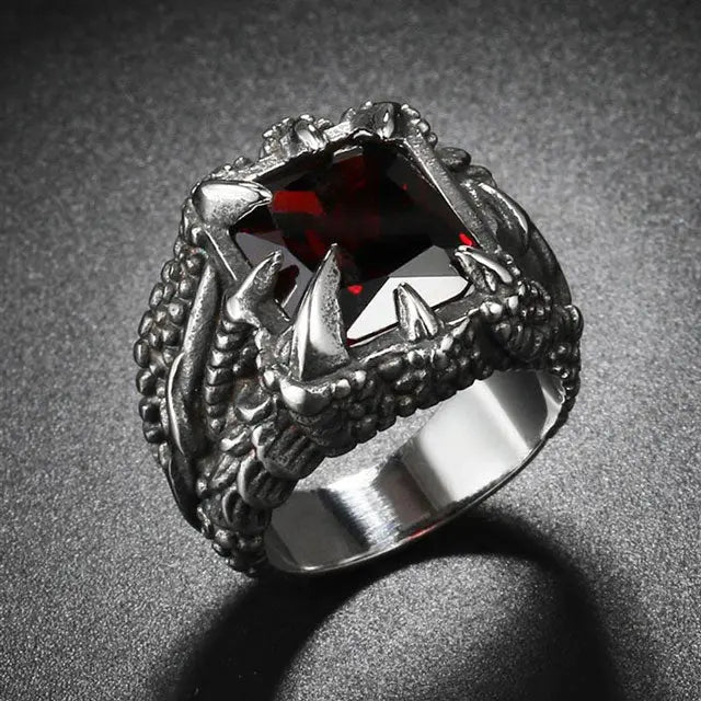 BAGUE GRIFFE DU DRAGON FAFNIR (ACIER) - Viking Héritage