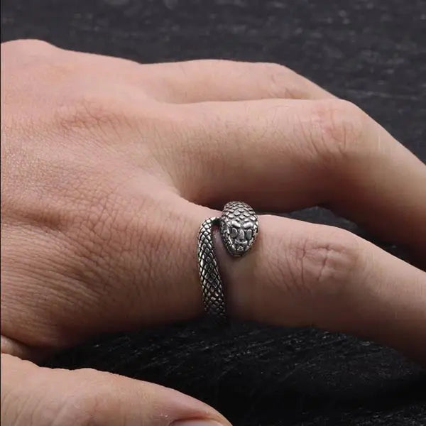 BAGUE JÖRMUNGAND ARGENT STERLING .925 - Viking Héritage