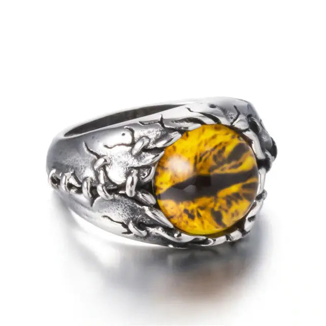 BAGUE OEIL DE DRAGON FAFNIR (ACIER) - Viking Héritage