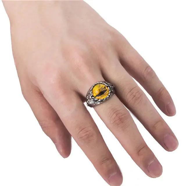 BAGUE OEIL DE DRAGON FAFNIR (ACIER) - Viking Héritage