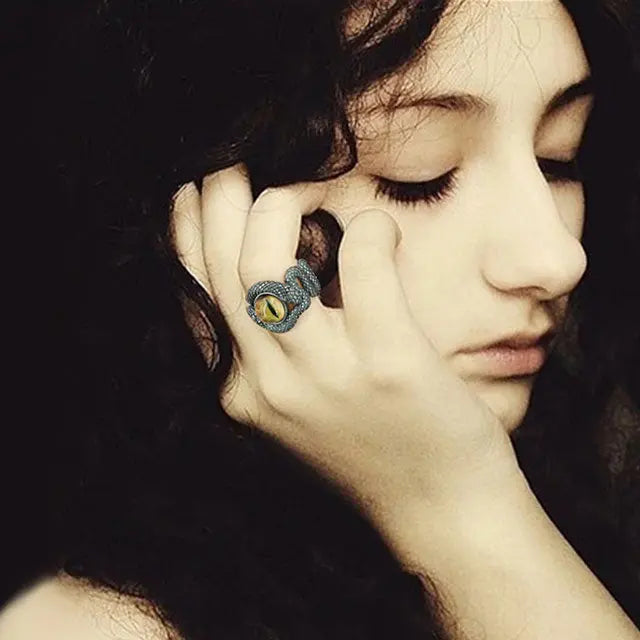 BAGUE OEIL DE SERPENT (ARGENT) - Viking Héritage