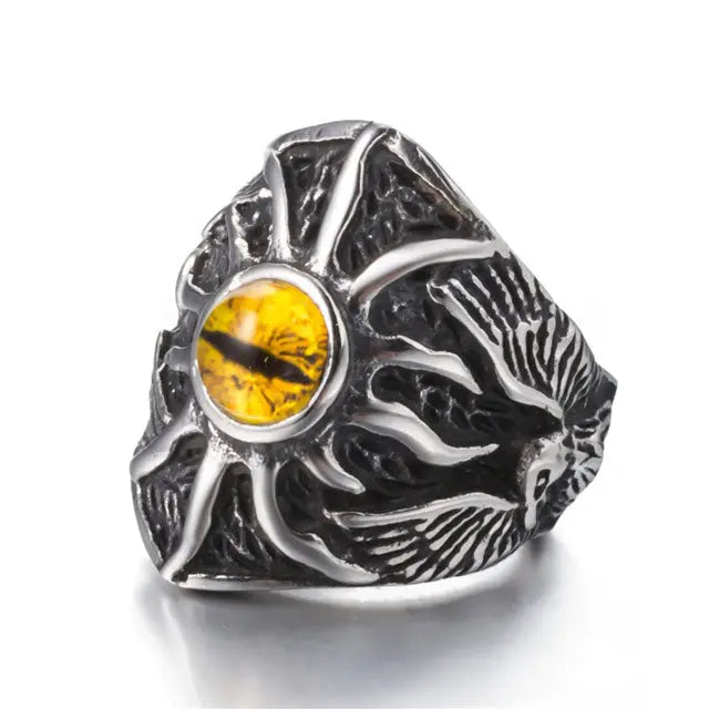 BAGUE OEIL DU DRAGON (ACIER) - Viking Héritage