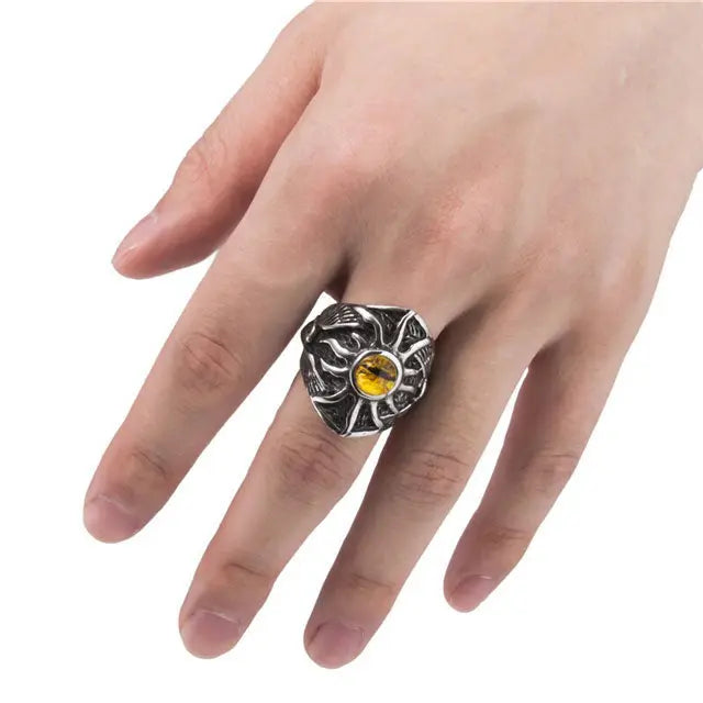 BAGUE OEIL DU DRAGON (ACIER) - Viking Héritage