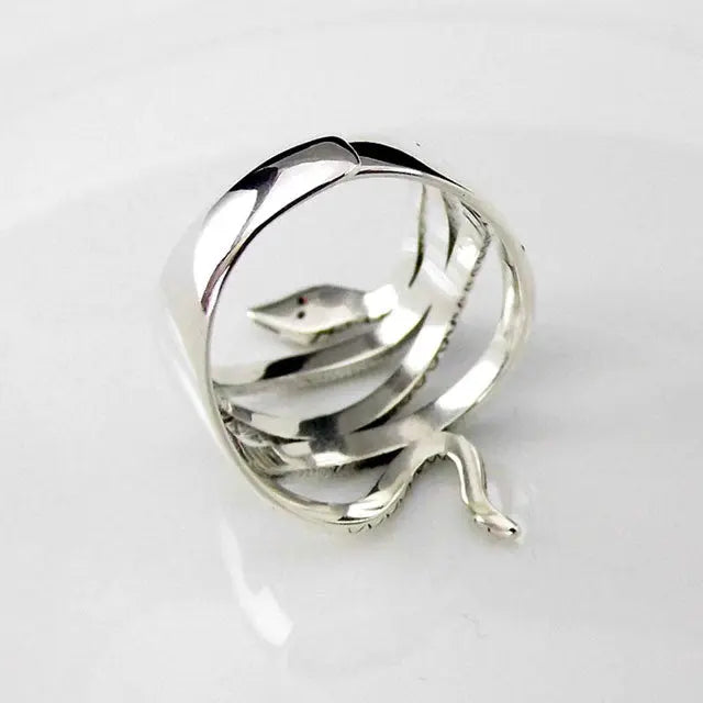 BAGUE SERPENT DOMINANT (ARGENT) - Viking Héritage