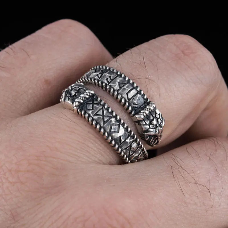 BAGUE SERPENT RAGNAROK (ARGENT) - Viking Héritage