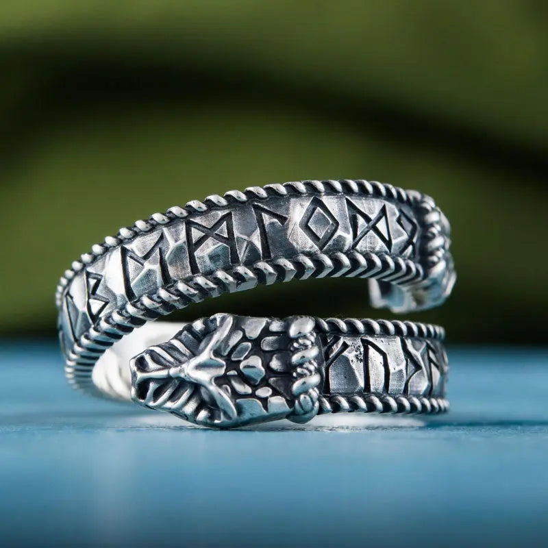 BAGUE SERPENT RAGNAROK (ARGENT) - Viking Héritage