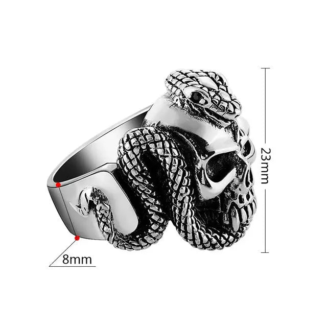 BAGUE SERPENT TÊTE DE SERPENT (ARGENT) - Viking Héritage