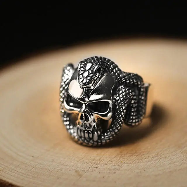 BAGUE SERPENT TÊTE DE SERPENT (ARGENT) - Viking Héritage