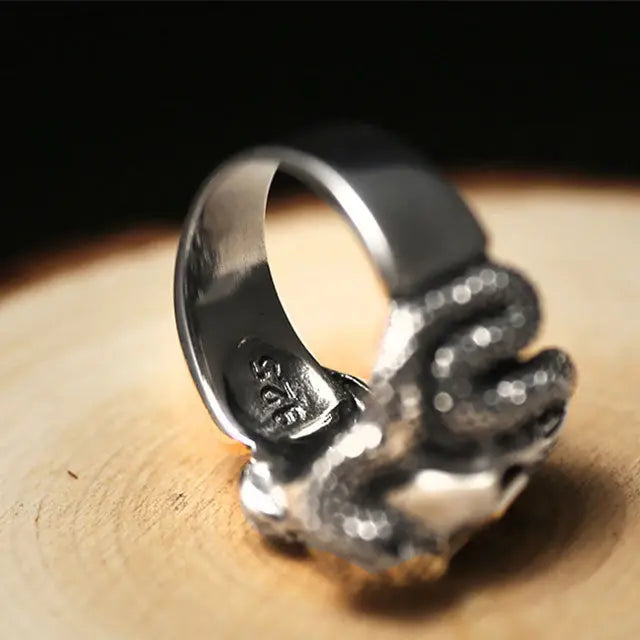 BAGUE SERPENT TÊTE DE SERPENT (ARGENT) - Viking Héritage