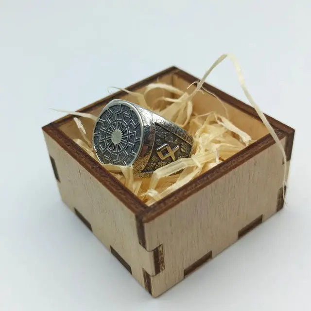 BAGUE SOLEIL NOIR (ARGENT) - Viking Héritage