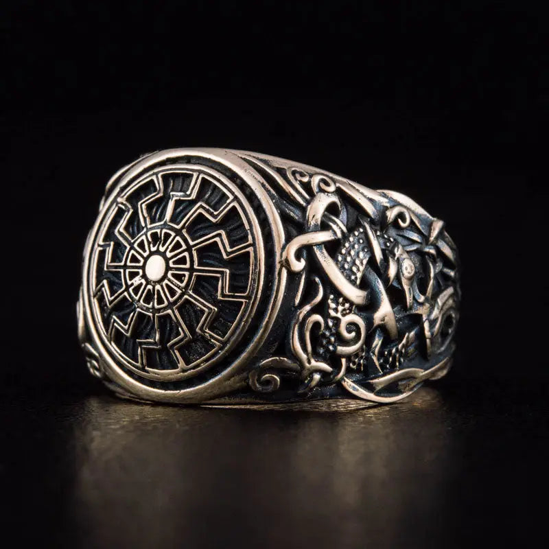 BAGUE SOLEIL NOIR (BRONZE MASSIF) - Viking Héritage