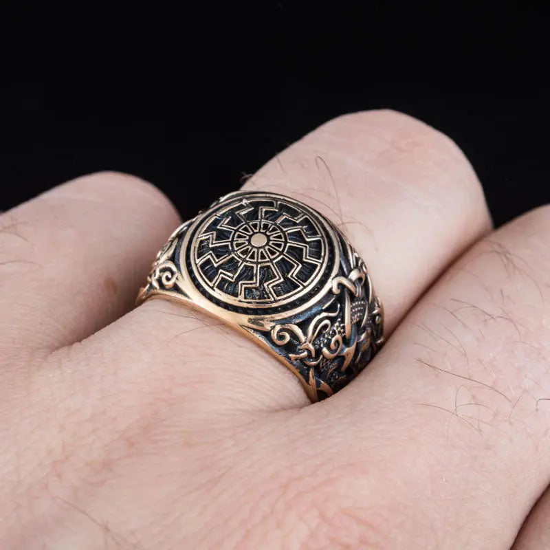 BAGUE SOLEIL NOIR (BRONZE MASSIF) - Viking Héritage