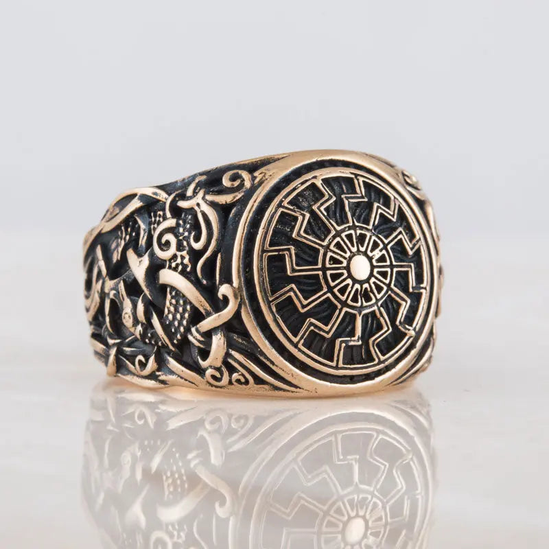 BAGUE SOLEIL NOIR (BRONZE MASSIF) - Viking Héritage