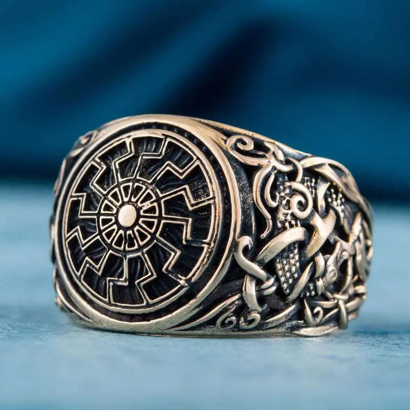 BAGUE SOLEIL NOIR (BRONZE MASSIF) - Viking Héritage