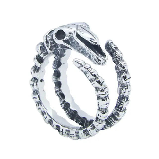 BAGUE SQUELETTE DE DRAGON (ACIER) - Viking Héritage