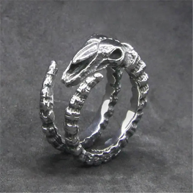 BAGUE SQUELETTE DE DRAGON (ACIER) - Viking Héritage