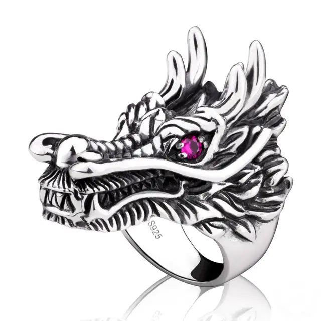BAGUE TÊTE DE DRAGON (ARGENT) - Viking Héritage