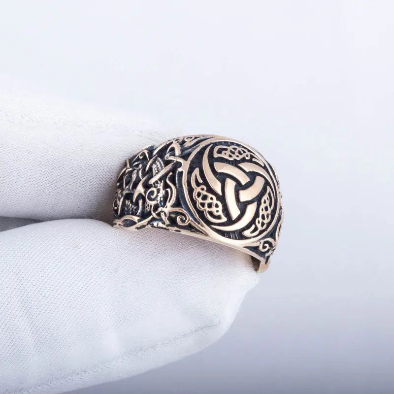 BAGUE TRIPLE CORNE D'ODIN (BRONZE MASSIF) - Viking Héritage